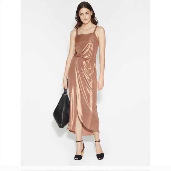 Halston Heritage Metallic Jersey Maxi Dress S - Picture 2 of 8
